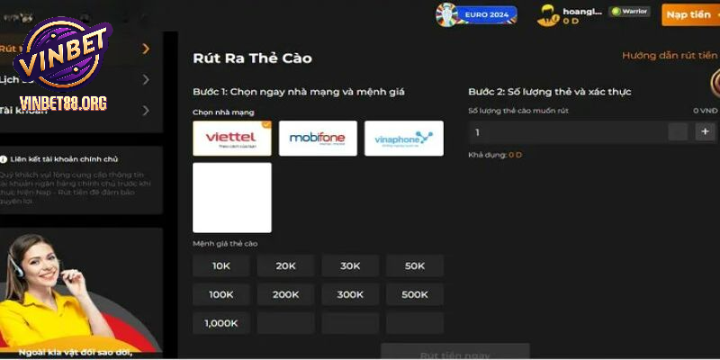 Nhập đúng số tiền thưởng từ nhà cái muốn rút về